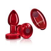 Cheeky Charms Red Rechargeable Vibrating Metal Butt Plug Small Butt Plugs - Vibrating